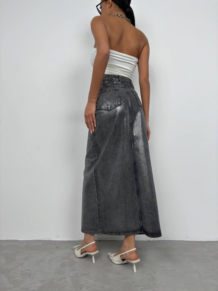 Sukňa DENIM s fóliovou potlačou čierna - Image 5