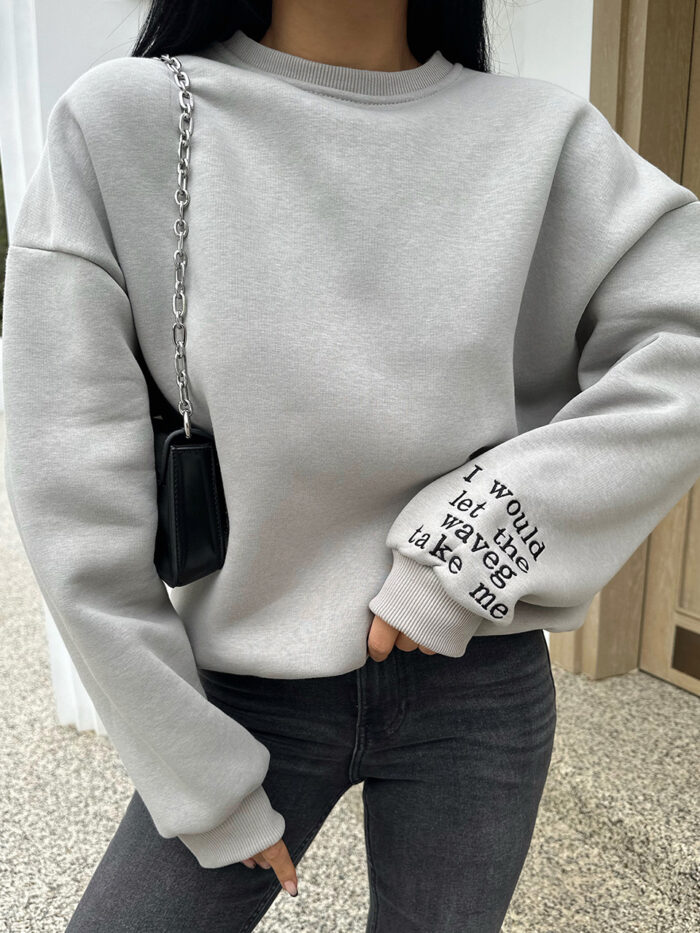 Mikina OVERSIZE s nápisom šedá - Image 2